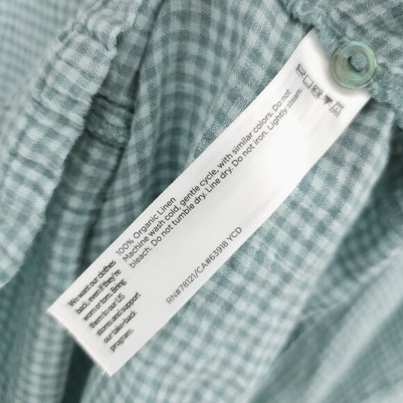 EILEEN FISHER  Amalfi Puckered Organic Linen Shirt Dress Mandaric Collar LARGE - Picture 6 of 10